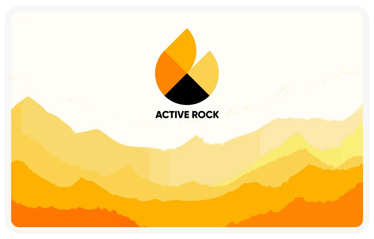 Active Rock Gift Card with orange and yellow mountain design and logo for online use