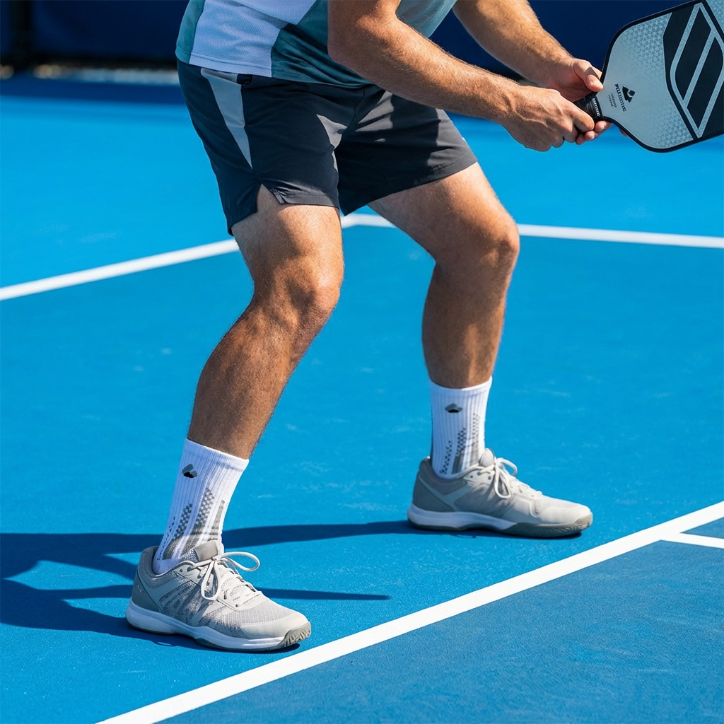 Pickleball Socks Crew White/Grey