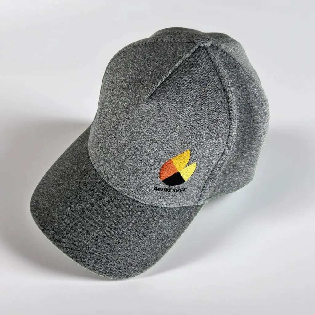 Grey Active Rock cap with adjustable strap and logo on side.