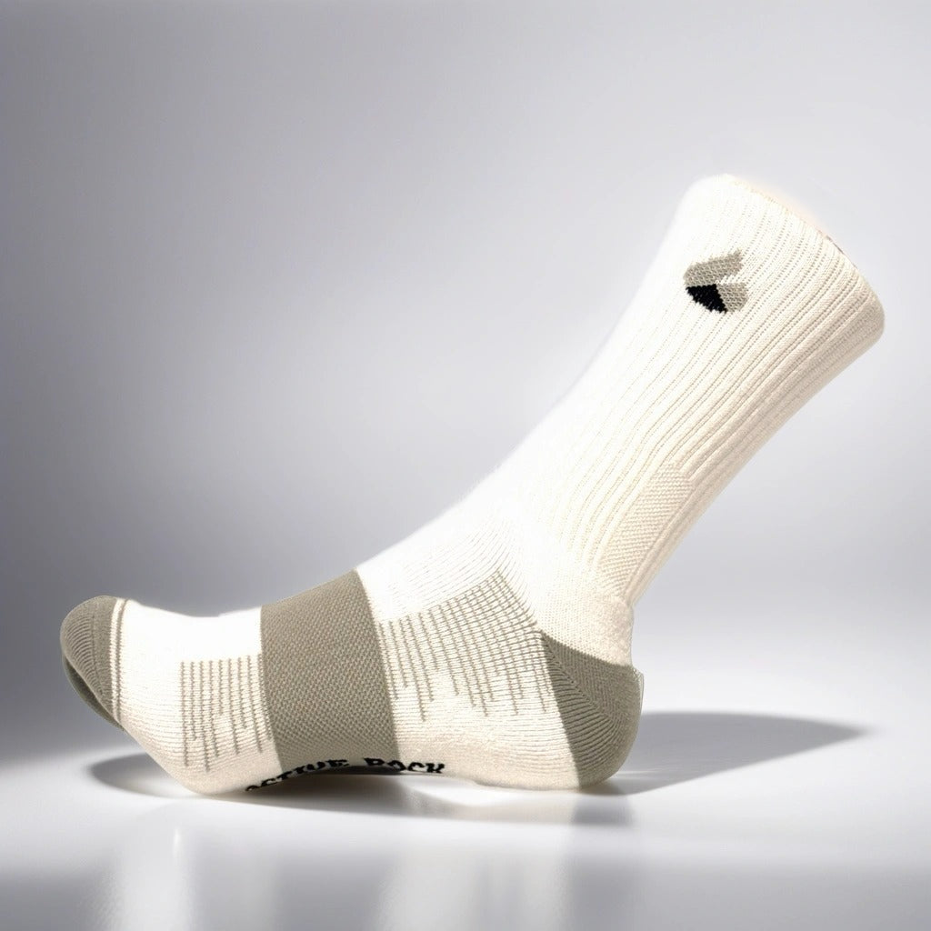 white and grey crew lite tennis socks with mesh for summer ventilation